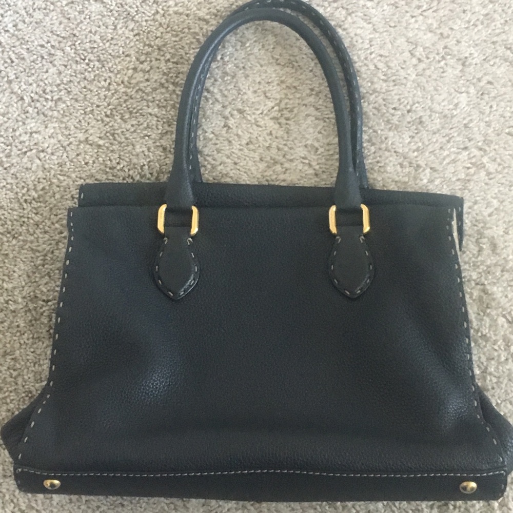 Fendi selleria genuine leather black bag